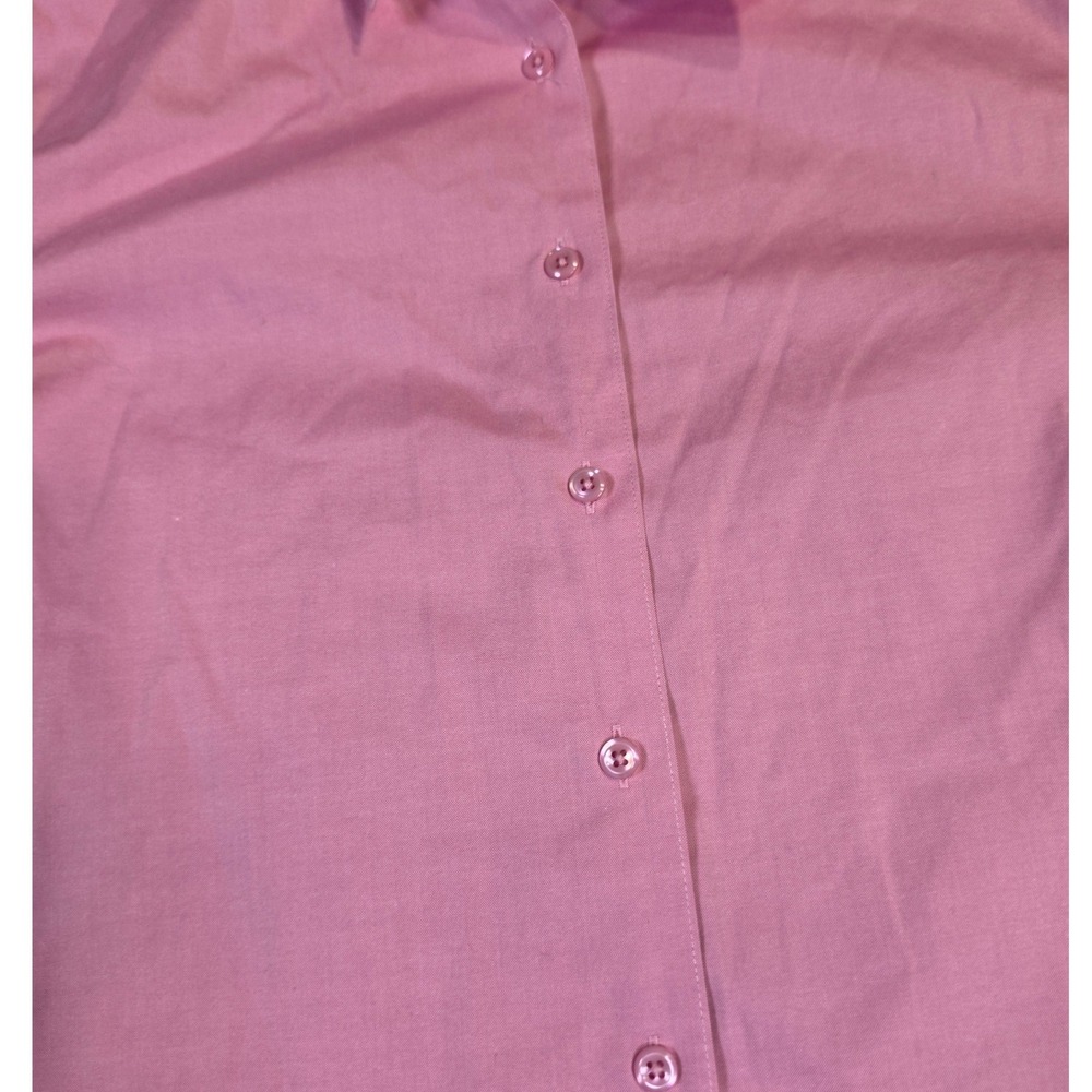 Foxcroft Pink Wrinkle Free 100% Cotton Button Down Shirt Womens 14 Long Sleeve - Picture 2 of 8
